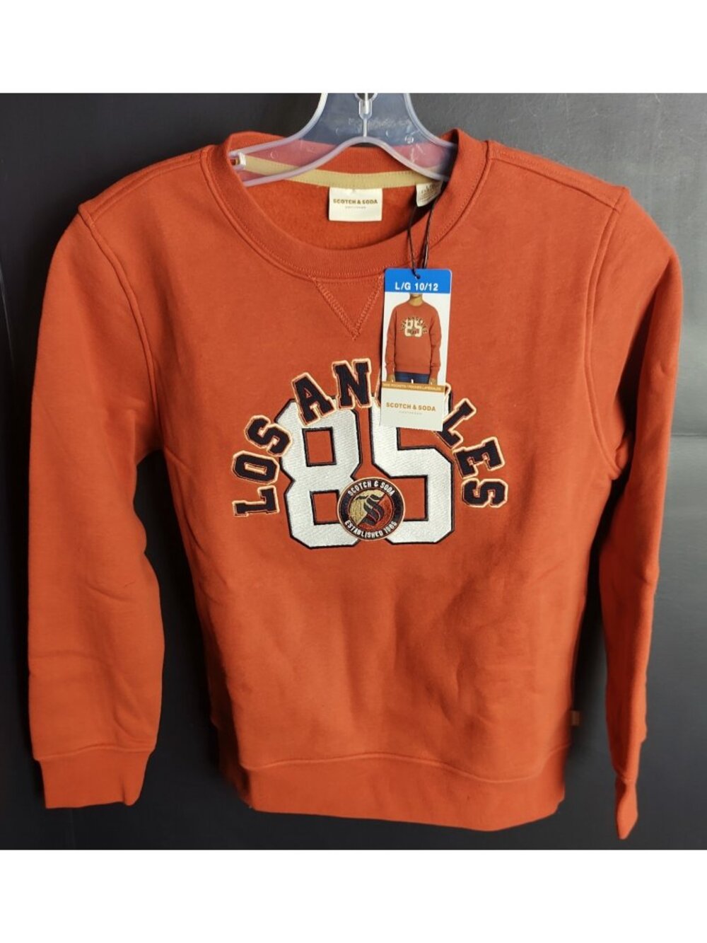 Scotch and Soda Kids Crewneck Sweatshirt L 10 12 Los Angeles 85 Orange NWT
